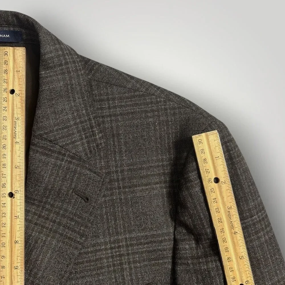 JOSEPH ABBOUD 46R Brown Plaid Stretch Wool Mens Blazer Sport Coat Suit Jacket